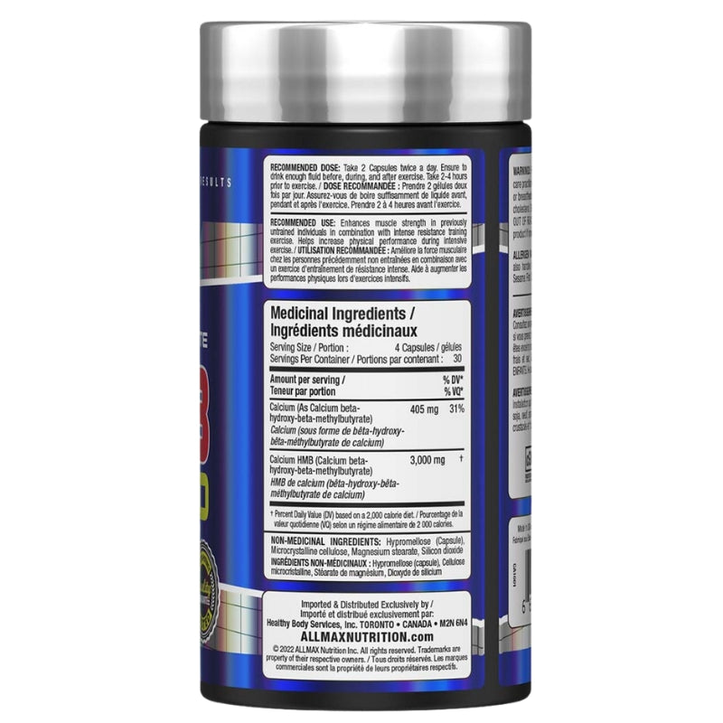 Allmax Nutrition HMB 3000 120caps Nutrition Facts