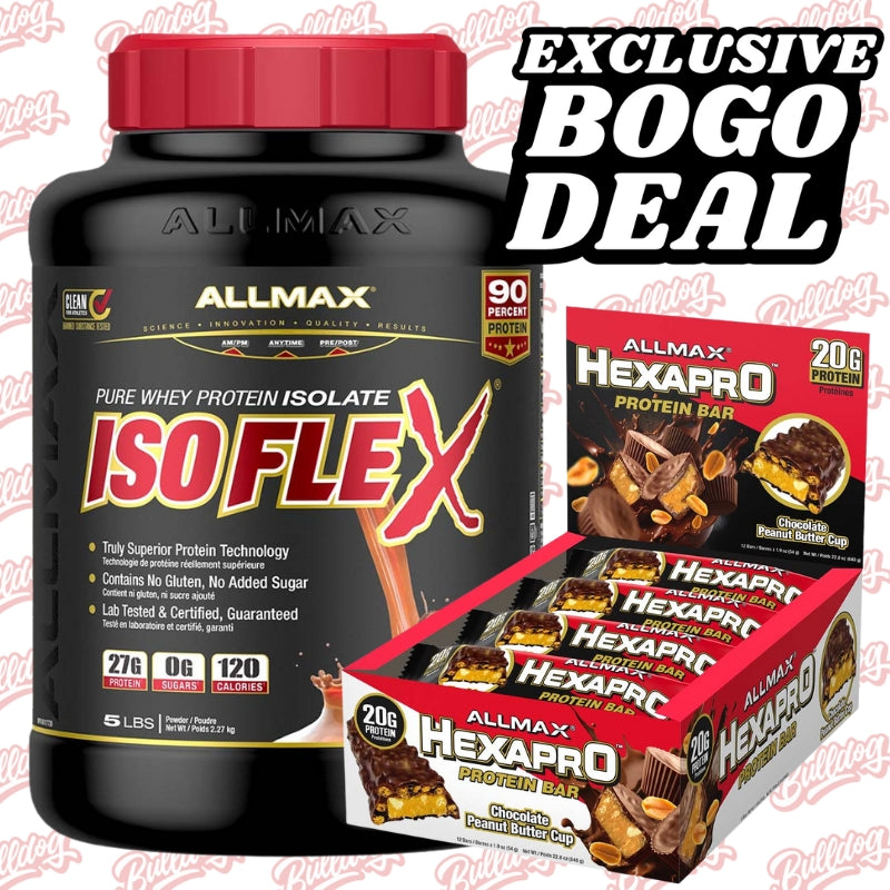 Allmax Isoflex 5lbs + Allmax HexaPro Protein Bars 12/bars (BOGO DEAL)