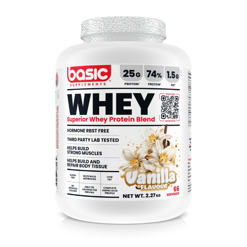 Basic Supplements Superior Whey Protein Blend Hormone Free 5lbs Vanilla