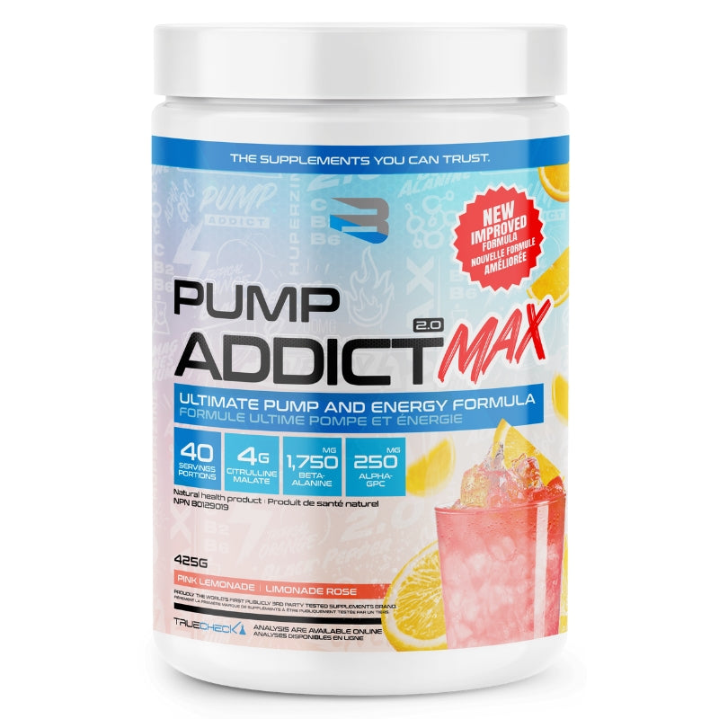 Believe Supplements Pump Addict Max Ultimate Pump and Energy Formula Pink Lemonade