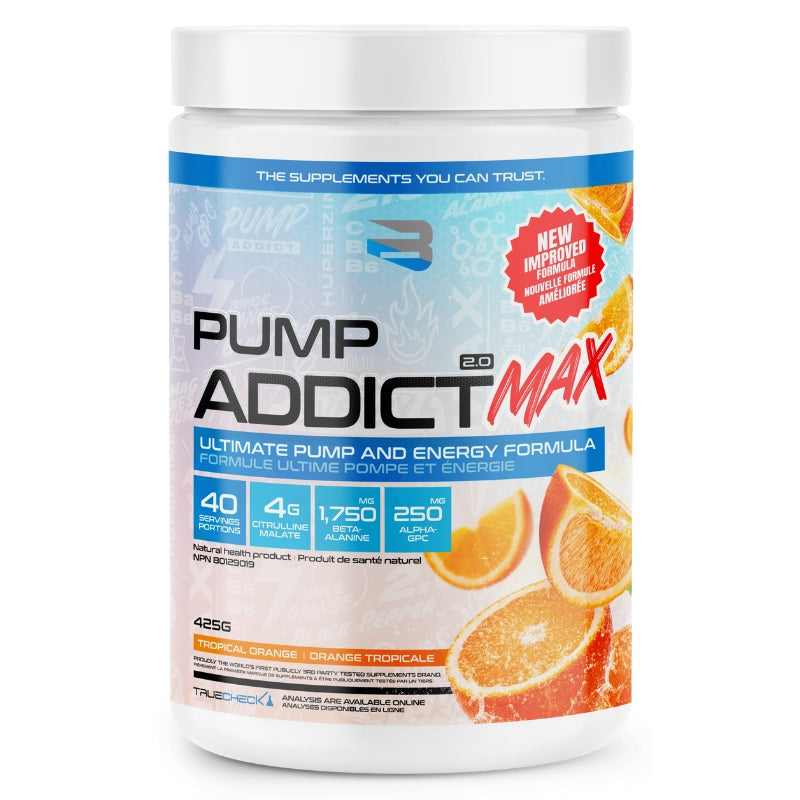 Believe Supplements Pump Addict Max Ultimate Pump and Energy Formula Tropical Orange