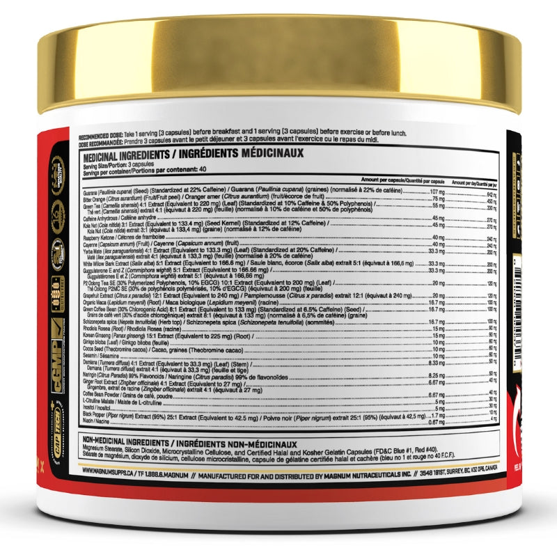 Magnum Supplement Heat Accelerated Fat Loss Nutrition Facts Label