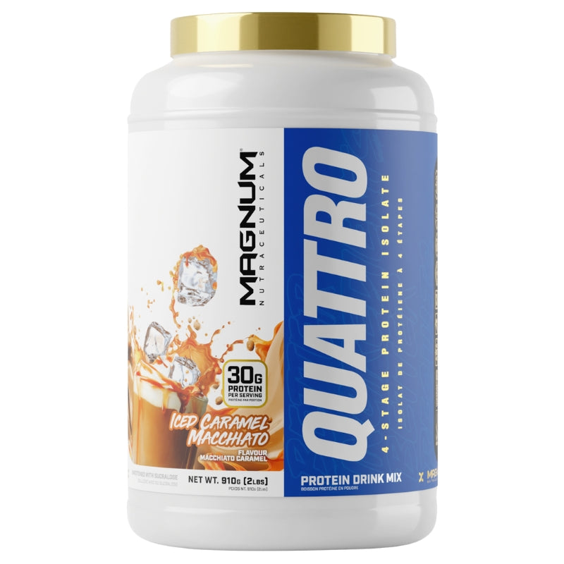 Magnum Supplement Quattro 2lbs Time Released Isolate Front Label Iced Caramel Macchiato