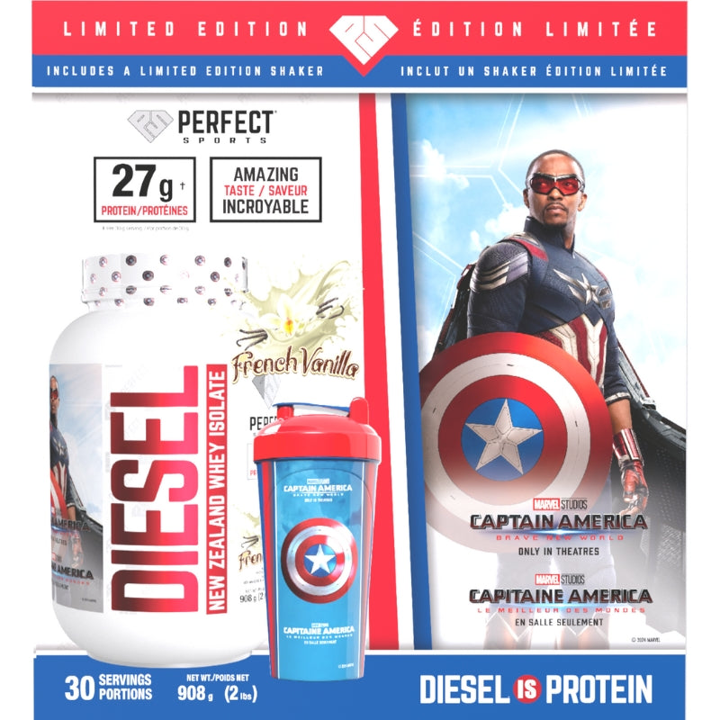 Perfect Sports Captain America Diesel 2lbs Box Set French Vanilla with Shaker