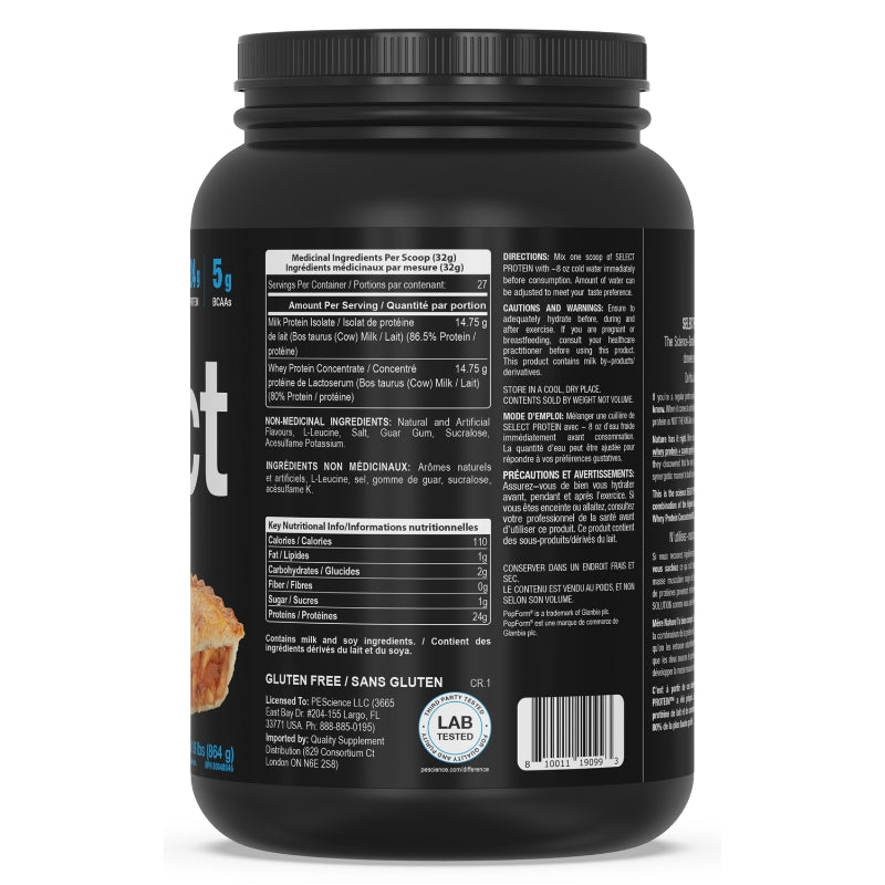 PEScience Select Protein 27 serve Apple Pie Limited Edition Nutrition Facts